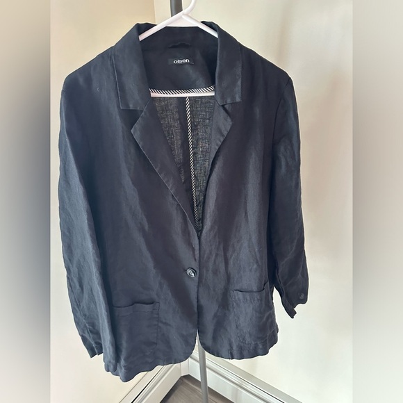 Olsen Jackets & Blazers - Olsen 100% Linen Women's Black Jacket Made in Germany